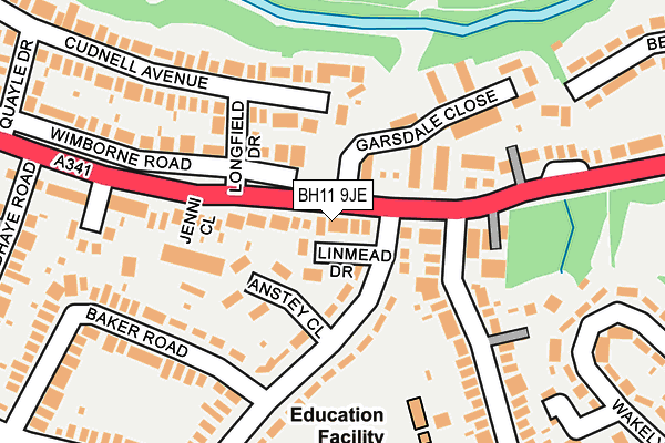 BH11 9JE map - OS OpenMap – Local (Ordnance Survey) BH11 9JE map - OS OpenMap – Local (Ordnance Survey)