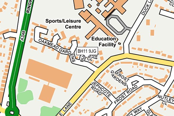 BH11 9JG map - OS OpenMap – Local (Ordnance Survey) BH11 9JG map - OS OpenMap – Local (Ordnance Survey)