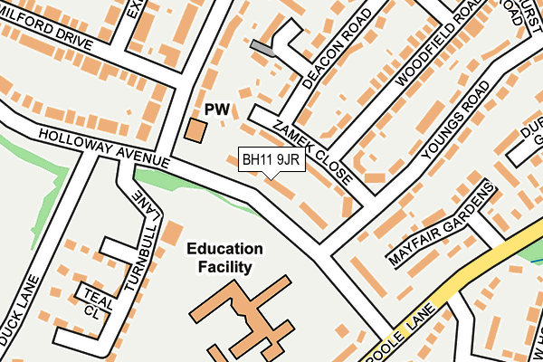 BH11 9JR map - OS OpenMap – Local (Ordnance Survey)