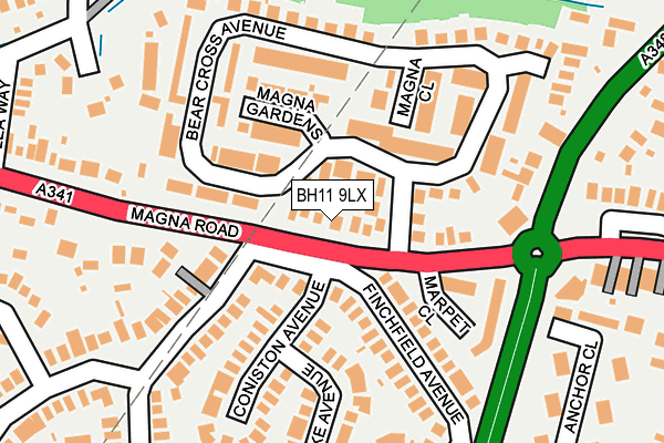 BH11 9LX map - OS OpenMap – Local (Ordnance Survey) BH11 9LX map - OS OpenMap – Local (Ordnance Survey)