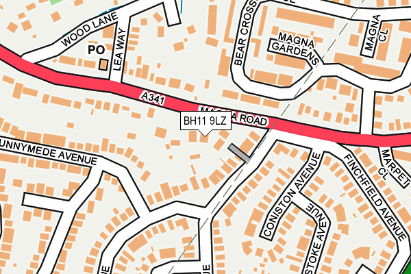 BH11 9LZ map - OS OpenMap – Local (Ordnance Survey) BH11 9LZ map - OS OpenMap – Local (Ordnance Survey)