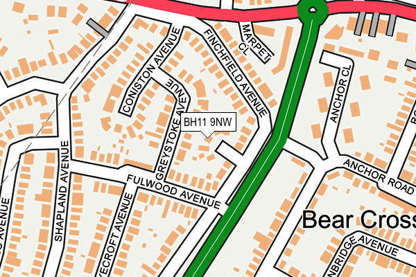 BH11 9NW map - OS OpenMap – Local (Ordnance Survey) BH11 9NW map - OS OpenMap – Local (Ordnance Survey)