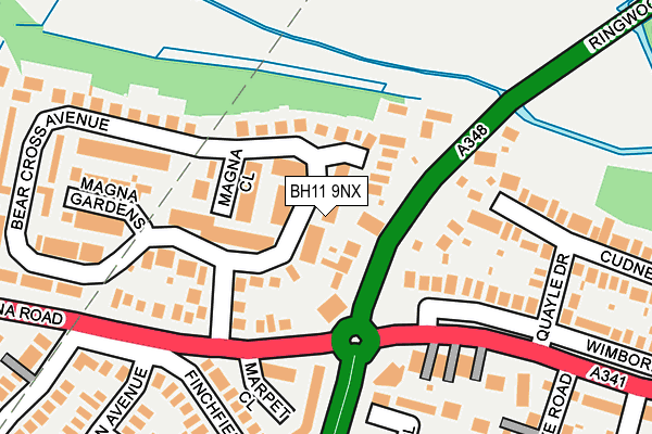 BH11 9NX map - OS OpenMap – Local (Ordnance Survey)
