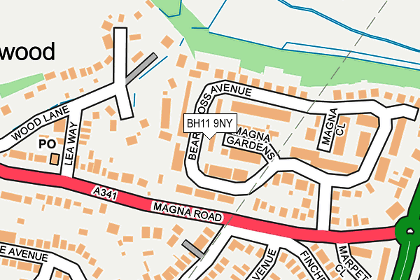 BH11 9NY map - OS OpenMap – Local (Ordnance Survey) BH11 9NY map - OS OpenMap – Local (Ordnance Survey)