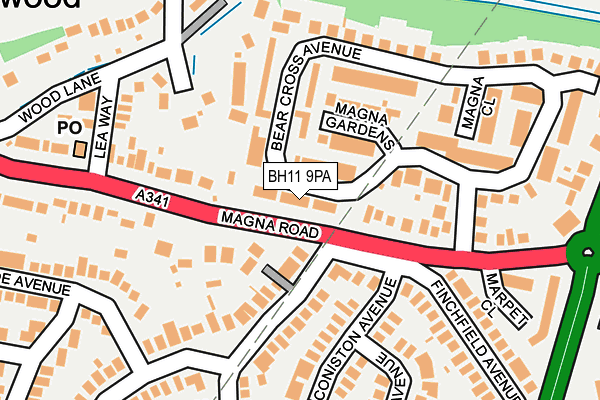 BH11 9PA map - OS OpenMap – Local (Ordnance Survey) BH11 9PA map - OS OpenMap – Local (Ordnance Survey)
