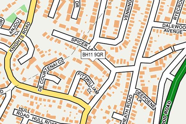 BH11 9QR map - OS OpenMap – Local (Ordnance Survey) BH11 9QR map - OS OpenMap – Local (Ordnance Survey)