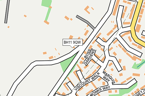 BH11 9QW map - OS OpenMap – Local (Ordnance Survey) BH11 9QW map - OS OpenMap – Local (Ordnance Survey)