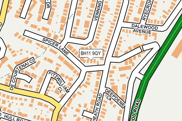 BH11 9QY map - OS OpenMap – Local (Ordnance Survey) BH11 9QY map - OS OpenMap – Local (Ordnance Survey)