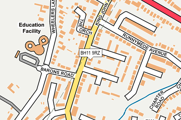 BH11 9RZ map - OS OpenMap – Local (Ordnance Survey) BH11 9RZ map - OS OpenMap – Local (Ordnance Survey)