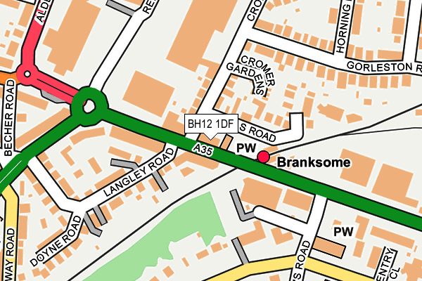 BH12 1DF map - OS OpenMap – Local (Ordnance Survey) BH12 1DF map - OS OpenMap – Local (Ordnance Survey)