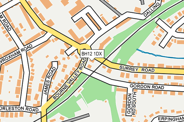 BH12 1DX map - OS OpenMap – Local (Ordnance Survey) BH12 1DX map - OS OpenMap – Local (Ordnance Survey)