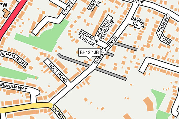 BH12 1JB map - OS OpenMap – Local (Ordnance Survey) BH12 1JB map - OS OpenMap – Local (Ordnance Survey)
