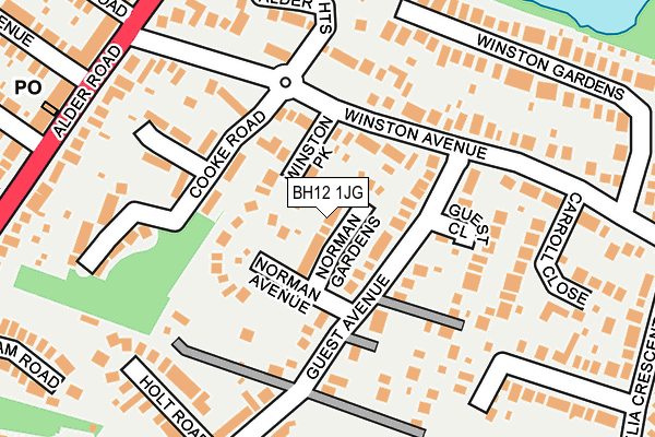 BH12 1JG map - OS OpenMap – Local (Ordnance Survey) BH12 1JG map - OS OpenMap – Local (Ordnance Survey)