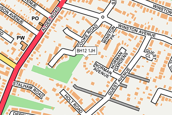 BH12 1JH map - OS OpenMap – Local (Ordnance Survey) BH12 1JH map - OS OpenMap – Local (Ordnance Survey)