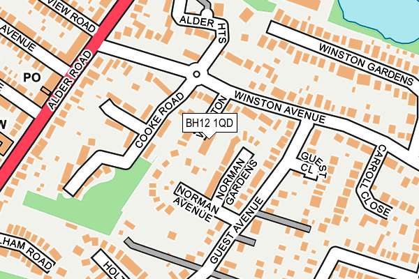 BH12 1QD map - OS OpenMap – Local (Ordnance Survey) BH12 1QD map - OS OpenMap – Local (Ordnance Survey)