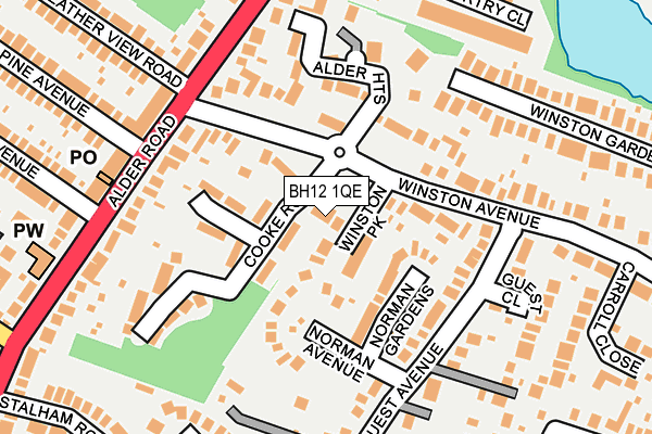 BH12 1QE map - OS OpenMap – Local (Ordnance Survey) BH12 1QE map - OS OpenMap – Local (Ordnance Survey)