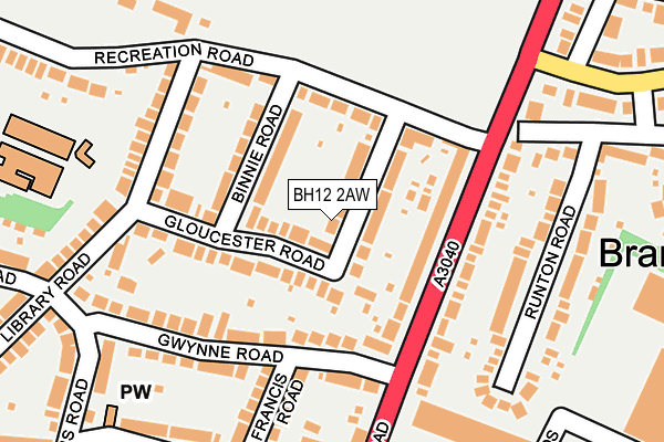 BH12 2AW map - OS OpenMap – Local (Ordnance Survey) BH12 2AW map - OS OpenMap – Local (Ordnance Survey)