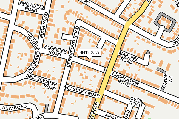 BH12 2JW map - OS OpenMap – Local (Ordnance Survey) BH12 2JW map - OS OpenMap – Local (Ordnance Survey)