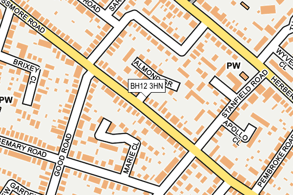 BH12 3HN map - OS OpenMap – Local (Ordnance Survey) BH12 3HN map - OS OpenMap – Local (Ordnance Survey)