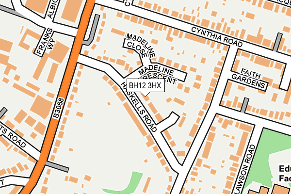 BH12 3HX map - OS OpenMap – Local (Ordnance Survey) BH12 3HX map - OS OpenMap – Local (Ordnance Survey)