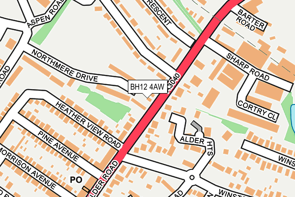 BH12 4AW map - OS OpenMap – Local (Ordnance Survey) BH12 4AW map - OS OpenMap – Local (Ordnance Survey)