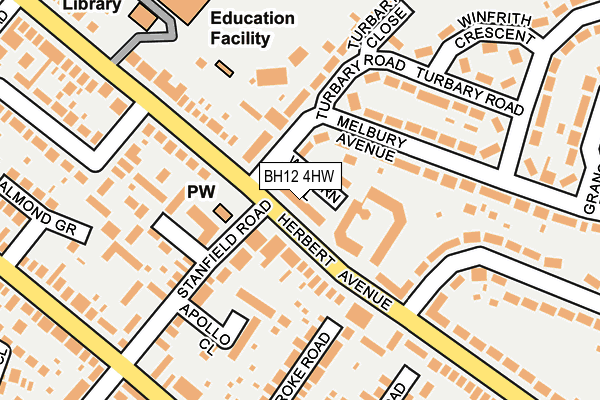 BH12 4HW map - OS OpenMap – Local (Ordnance Survey) BH12 4HW map - OS OpenMap – Local (Ordnance Survey)