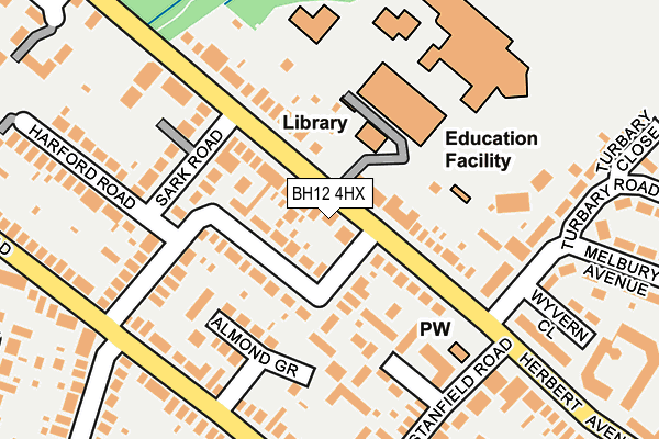 BH12 4HX map - OS OpenMap – Local (Ordnance Survey) BH12 4HX map - OS OpenMap – Local (Ordnance Survey)