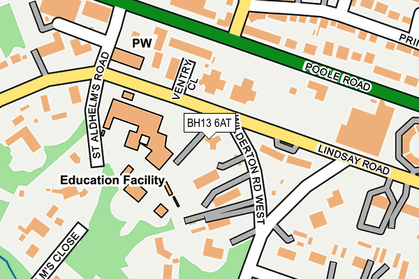 BH13 6AT map - OS OpenMap – Local (Ordnance Survey)