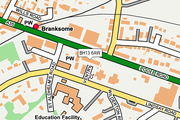 BH13 6AW map - OS OpenMap – Local (Ordnance Survey) BH13 6AW map - OS OpenMap – Local (Ordnance Survey)