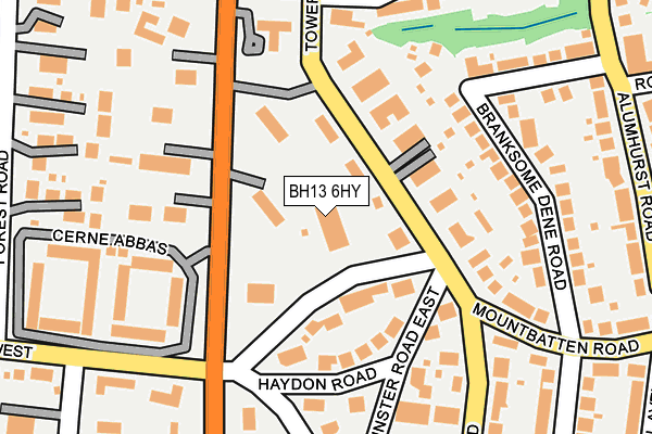 BH13 6HY map - OS OpenMap – Local (Ordnance Survey)
