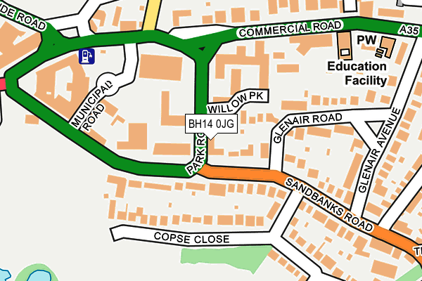 BH14 0JG map - OS OpenMap – Local (Ordnance Survey)
