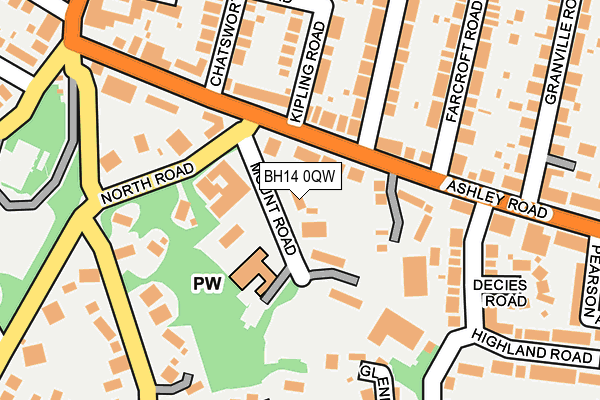 BH14 0QW map - OS OpenMap – Local (Ordnance Survey) BH14 0QW map - OS OpenMap – Local (Ordnance Survey)
