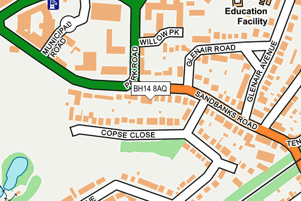 BH14 8AQ map - OS OpenMap – Local (Ordnance Survey)