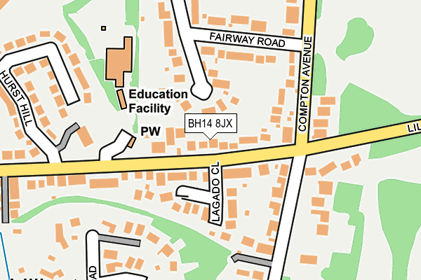 BH14 8JX map - OS OpenMap – Local (Ordnance Survey) BH14 8JX map - OS OpenMap – Local (Ordnance Survey)
