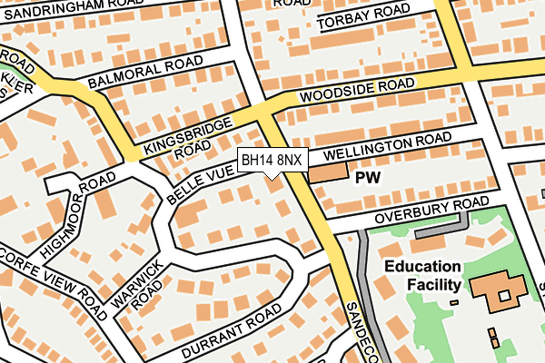 BH14 8NX map - OS OpenMap – Local (Ordnance Survey) BH14 8NX map - OS OpenMap – Local (Ordnance Survey)