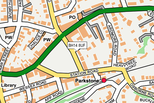 BH14 8UF map - OS OpenMap – Local (Ordnance Survey) BH14 8UF map - OS OpenMap – Local (Ordnance Survey)