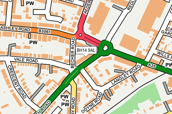 BH14 9AL map - OS OpenMap – Local (Ordnance Survey) BH14 9AL map - OS OpenMap – Local (Ordnance Survey)