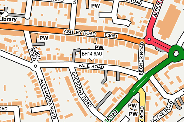 BH14 9AU map - OS OpenMap – Local (Ordnance Survey) BH14 9AU map - OS OpenMap – Local (Ordnance Survey)