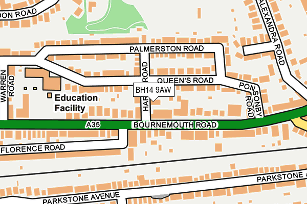 BH14 9AW map - OS OpenMap – Local (Ordnance Survey) BH14 9AW map - OS OpenMap – Local (Ordnance Survey)