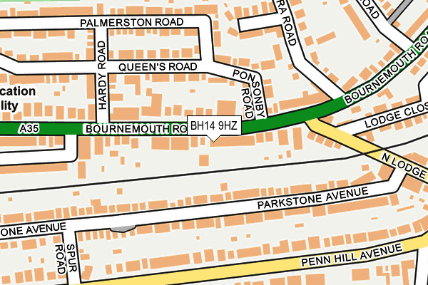BH14 9HZ map - OS OpenMap – Local (Ordnance Survey)