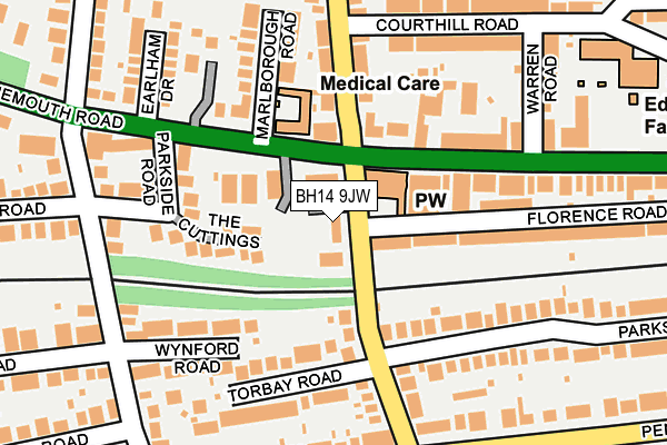 BH14 9JW map - OS OpenMap – Local (Ordnance Survey)