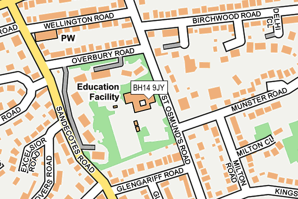 BH14 9JY map - OS OpenMap – Local (Ordnance Survey)