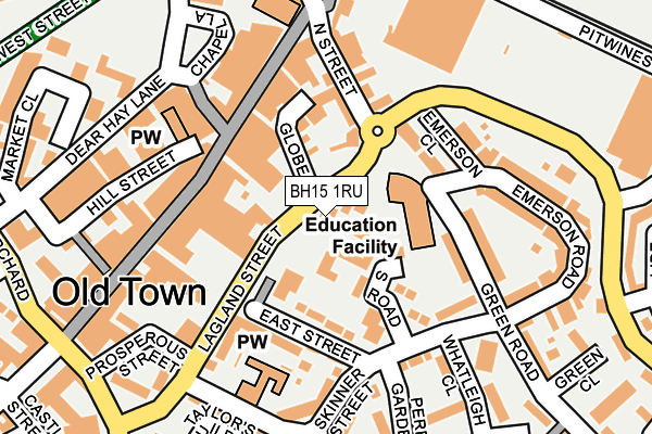 BH15 1RU map - OS OpenMap – Local (Ordnance Survey)