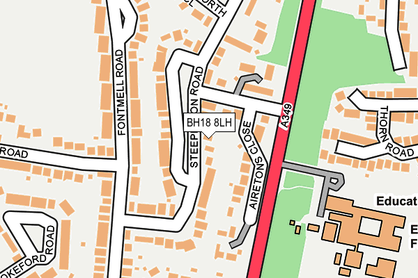BH18 8LH map - OS OpenMap – Local (Ordnance Survey) BH18 8LH map - OS OpenMap – Local (Ordnance Survey)
