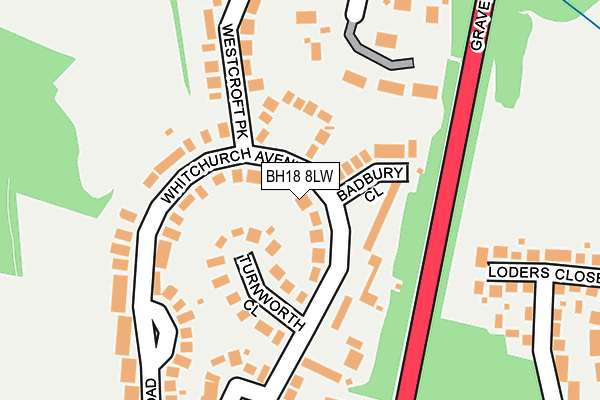 BH18 8LW map - OS OpenMap – Local (Ordnance Survey) BH18 8LW map - OS OpenMap – Local (Ordnance Survey)