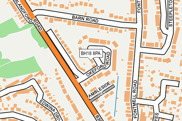 BH18 8PA map - OS OpenMap – Local (Ordnance Survey) BH18 8PA map - OS OpenMap – Local (Ordnance Survey)