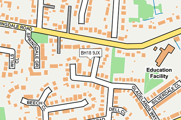BH18 9JX map - OS OpenMap – Local (Ordnance Survey) BH18 9JX map - OS OpenMap – Local (Ordnance Survey)