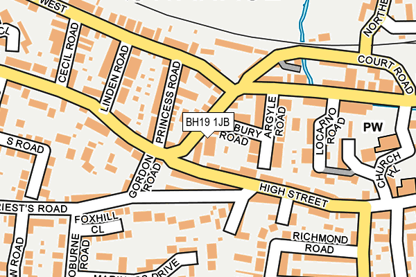 BH19 1JB map - OS OpenMap – Local (Ordnance Survey) BH19 1JB map - OS OpenMap – Local (Ordnance Survey)