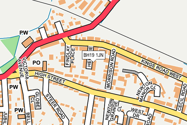 BH19 1JN map - OS OpenMap – Local (Ordnance Survey) BH19 1JN map - OS OpenMap – Local (Ordnance Survey)