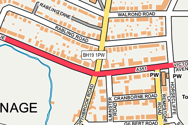 BH19 1PW map - OS OpenMap – Local (Ordnance Survey) BH19 1PW map - OS OpenMap – Local (Ordnance Survey)